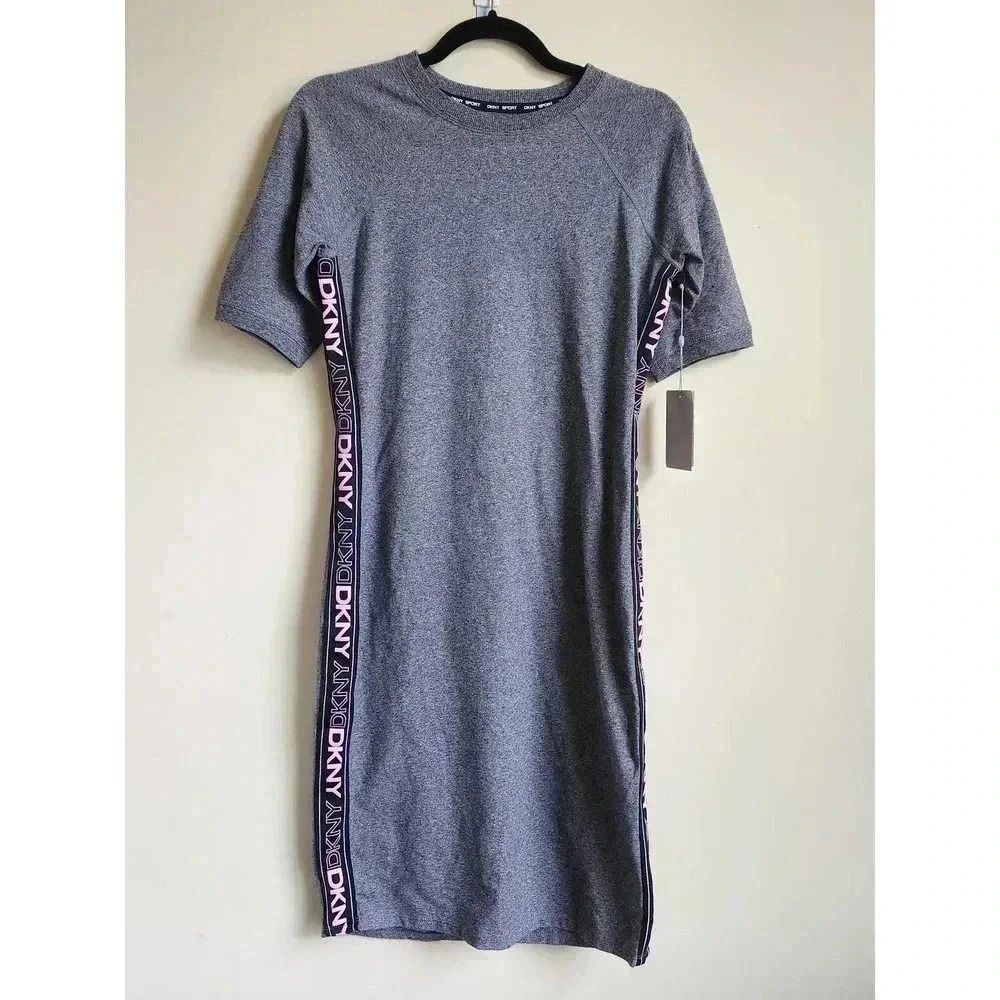 NWT DKNY sport gray shorts sleeve tshirt dress